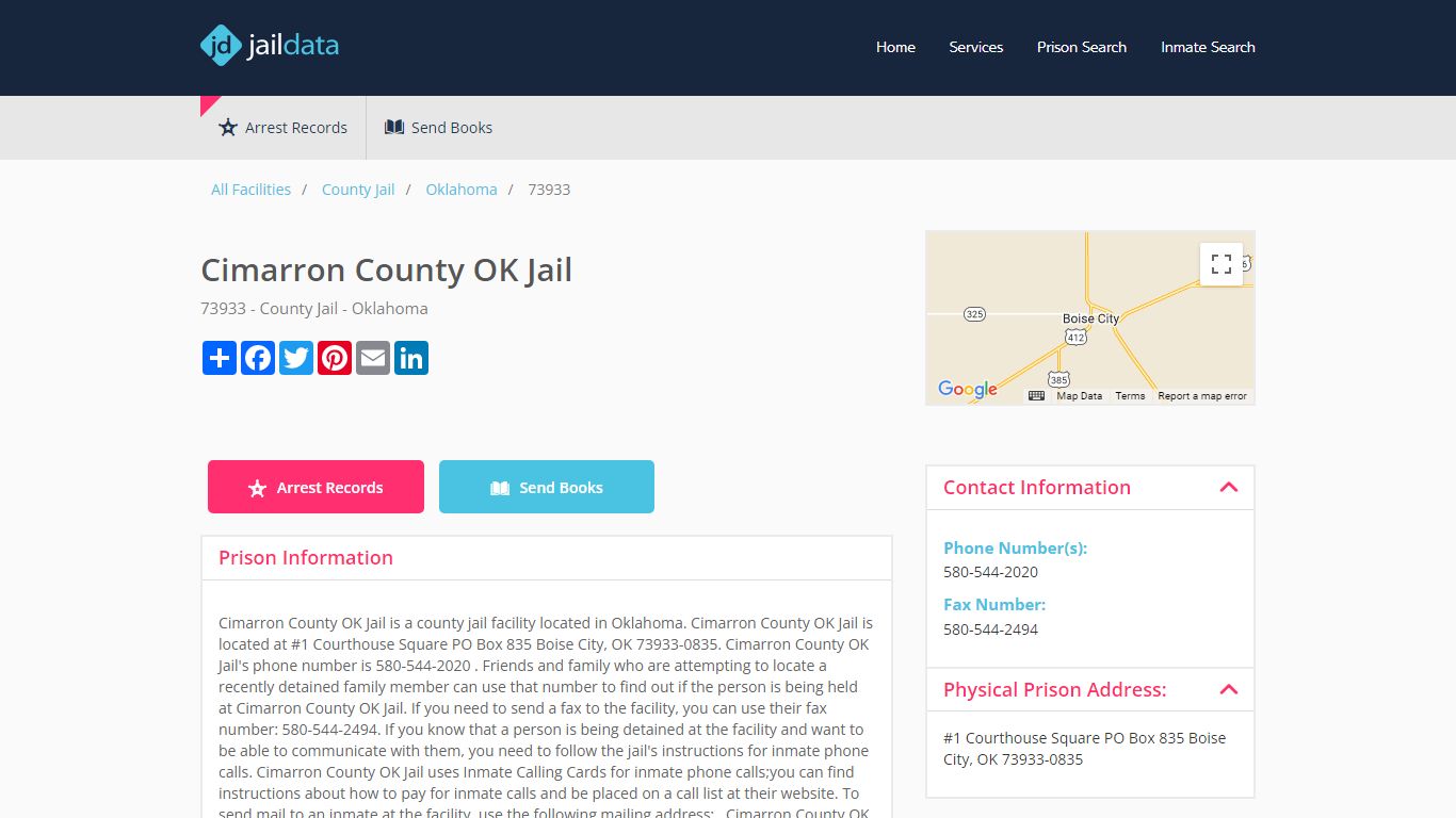 Cimarron County OK Jail Inmate Search and Prisoner Info - Oklahoma, OK